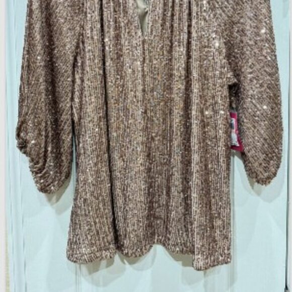 Vince Camuto Sequin Keyhole Neck Blouse. 2X - Picture 3 of 5